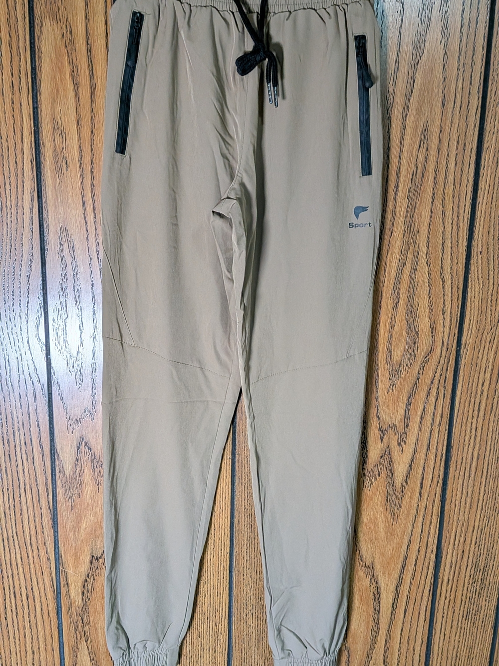 Sport Women's Khaki Lightweight Jogger Pants with Black Zip Accents Like New XS